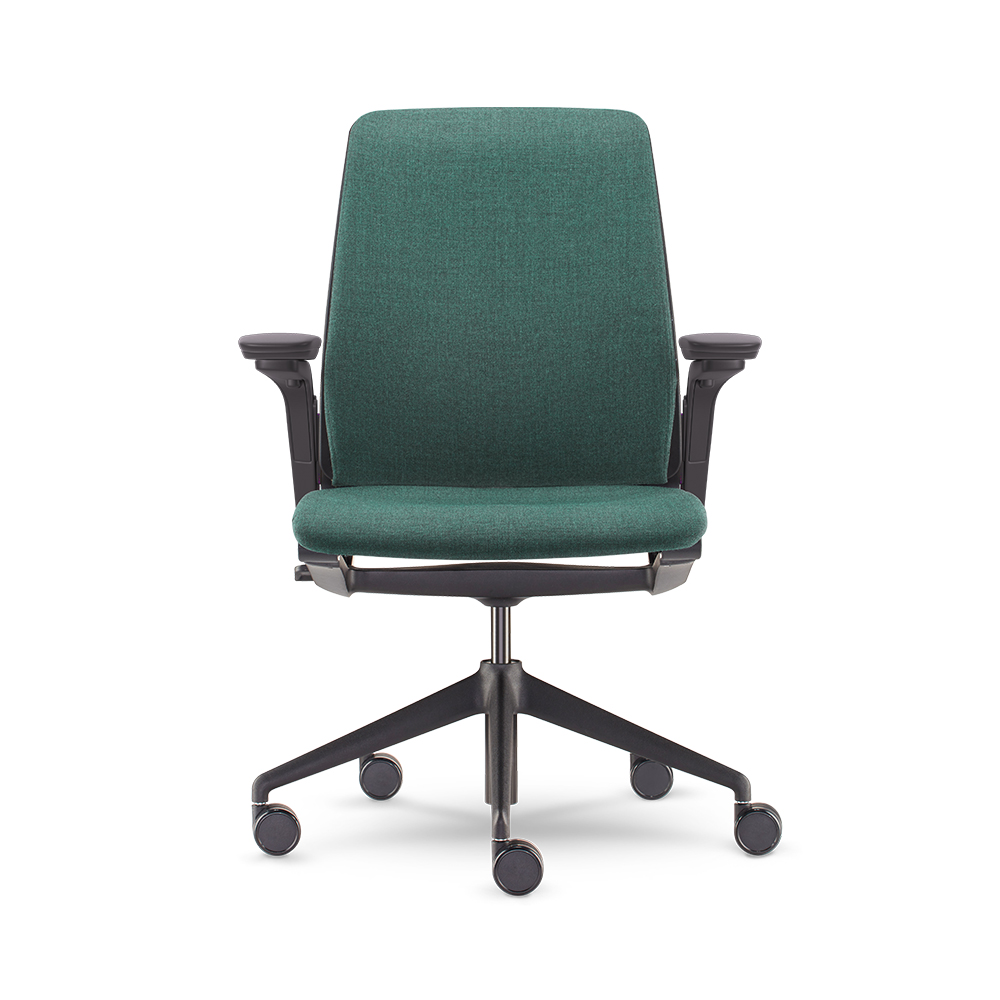 Attune Task with Attune Stool with Height Adjustable Arm with Pivoting Armcaps - front