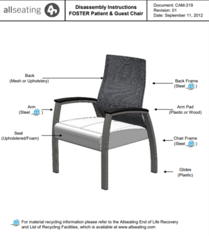 Foster Patient 41" Single Rocker Disassembly Instructions